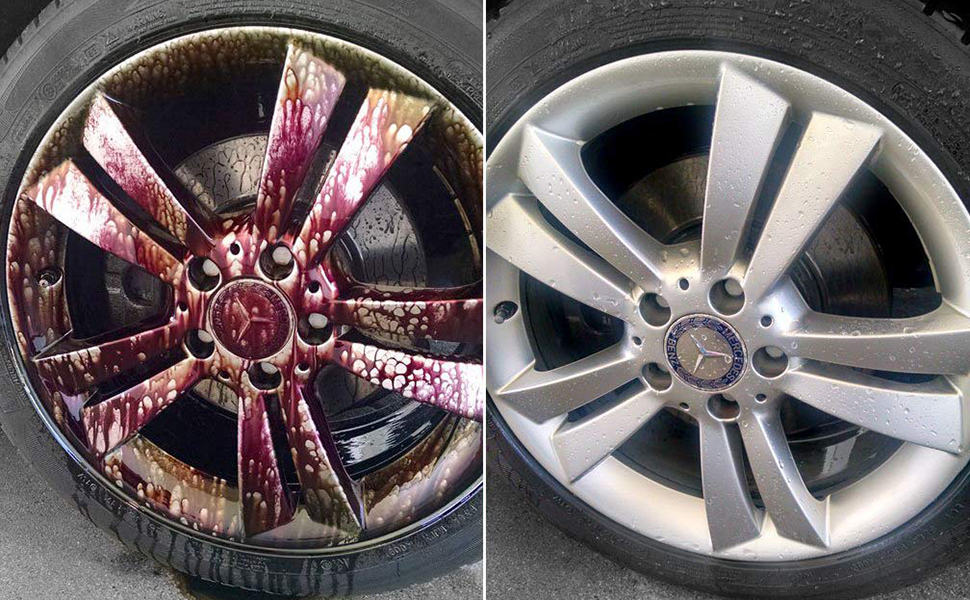 mâm xe trước và sau khi được rửa